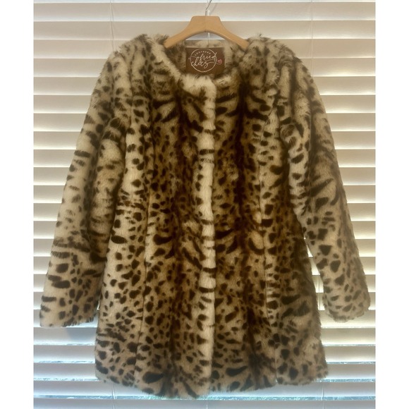 Southern Fried Chics Faux Fur Leopard Print Button Up Coat Size Small - Picture 8 of 13